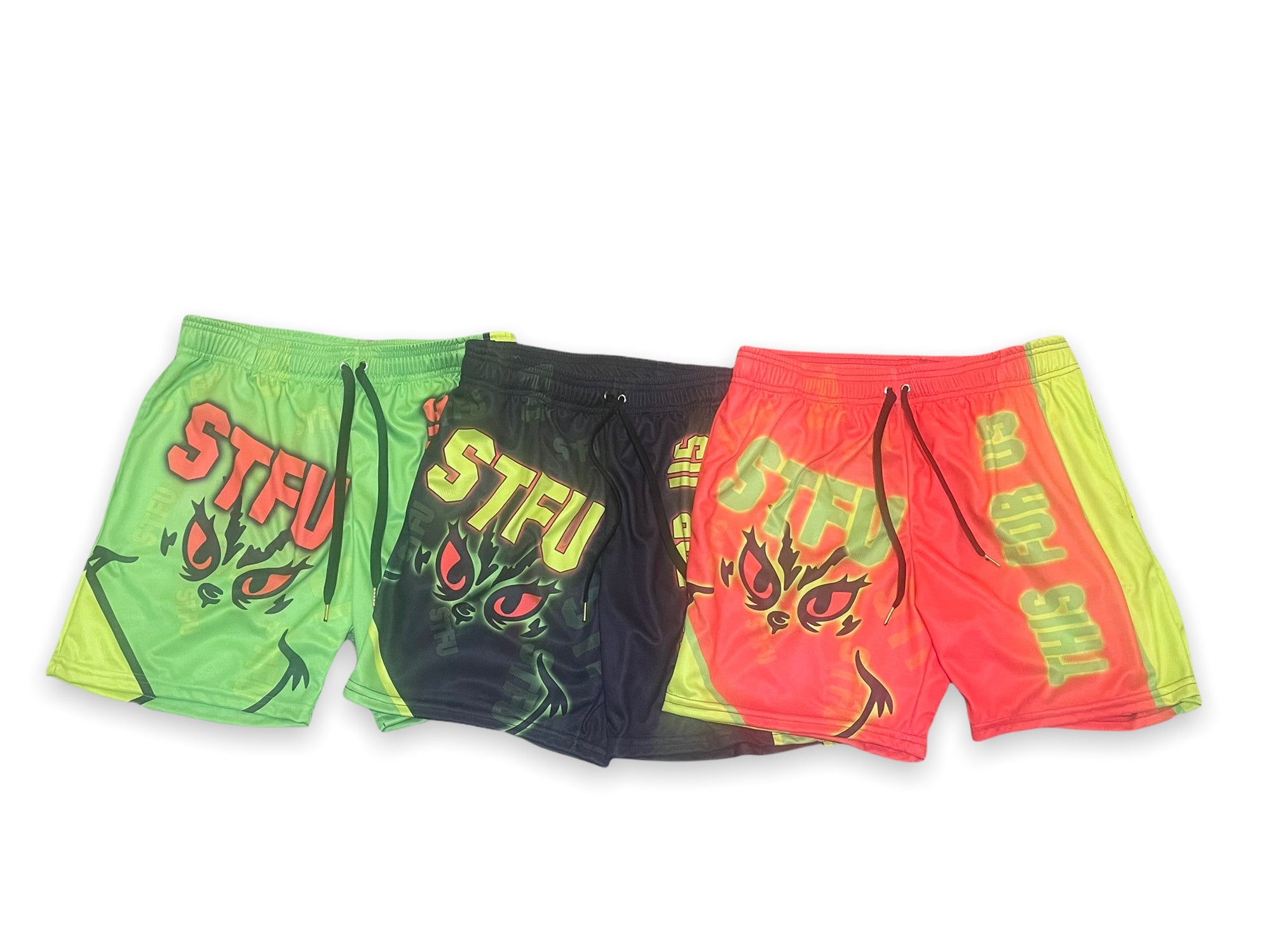 Shop This For Us "GRINCHY" ABOVE KNEE SHORTS